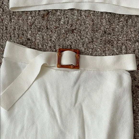 Fashion Nova Elegant White Leaving Now Skirt Set - Picture 4 of 6